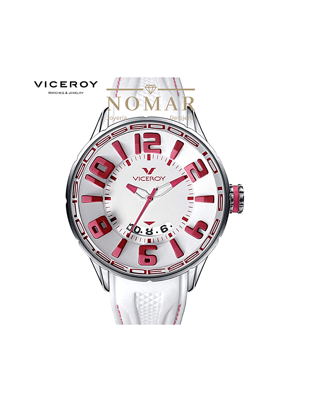 RELOJ VICEROY HOMBRE ANALÓGICO ACERO CAUCHO BLANCO