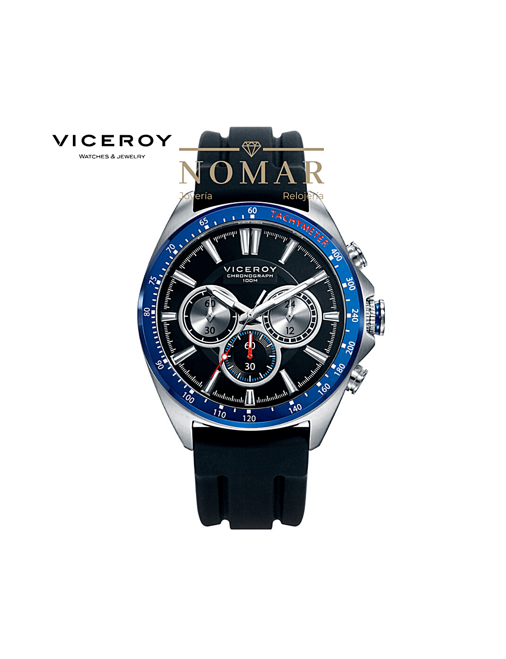 Reloj Viceroy Hombre Acero. Esfera y Bisel Azul.