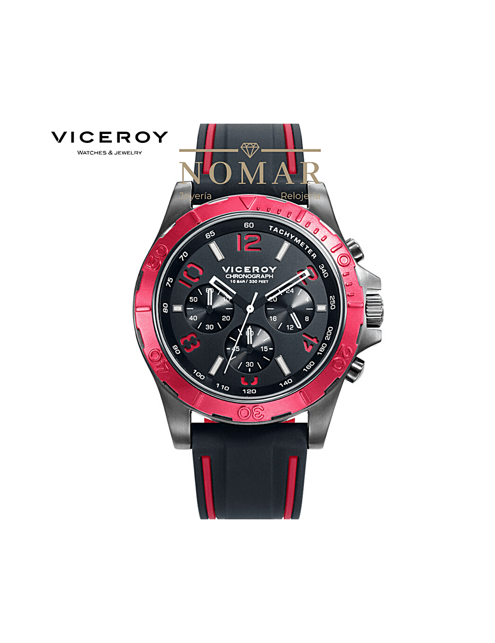 RELOJ VICEROY HOMBRE HEAT CRONÓGRAFO ACERO Y BISEL ROJO