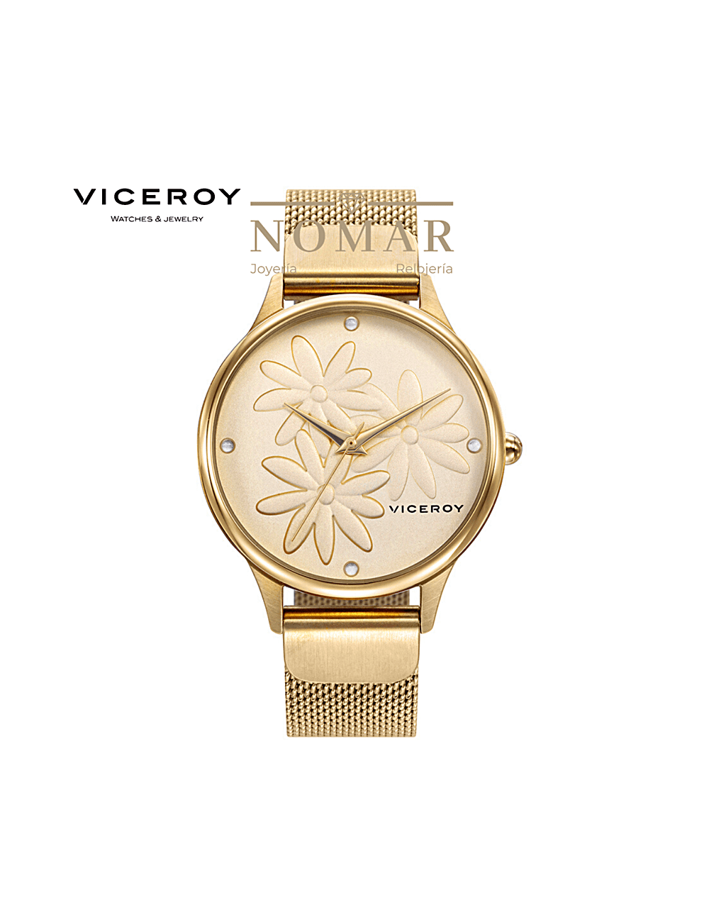 Reloj Viceroy de mujer Kiss analógico acero dorado correa milanesa