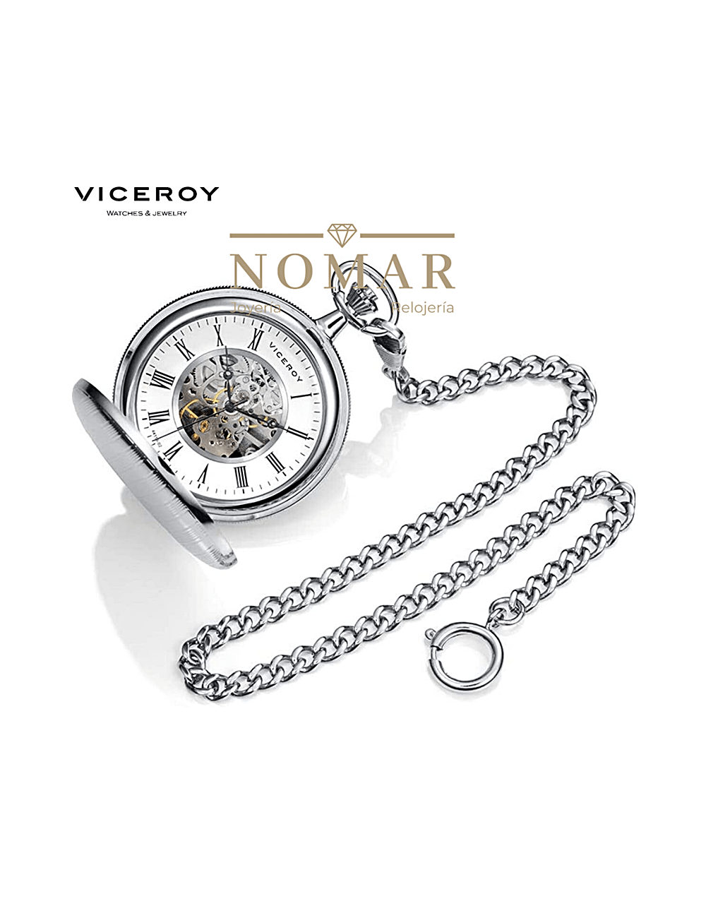 aluminio Envolver Malgastar Reloj Viceroy de hombre bolsillo Pocket mecánico cuerda plateado