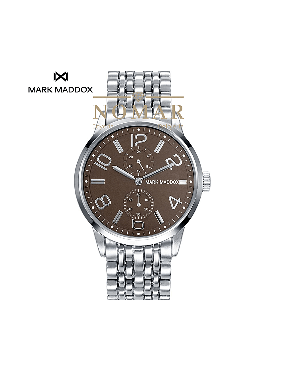 Reloj Hombre Acero Mark Maddox Esfera Negra.