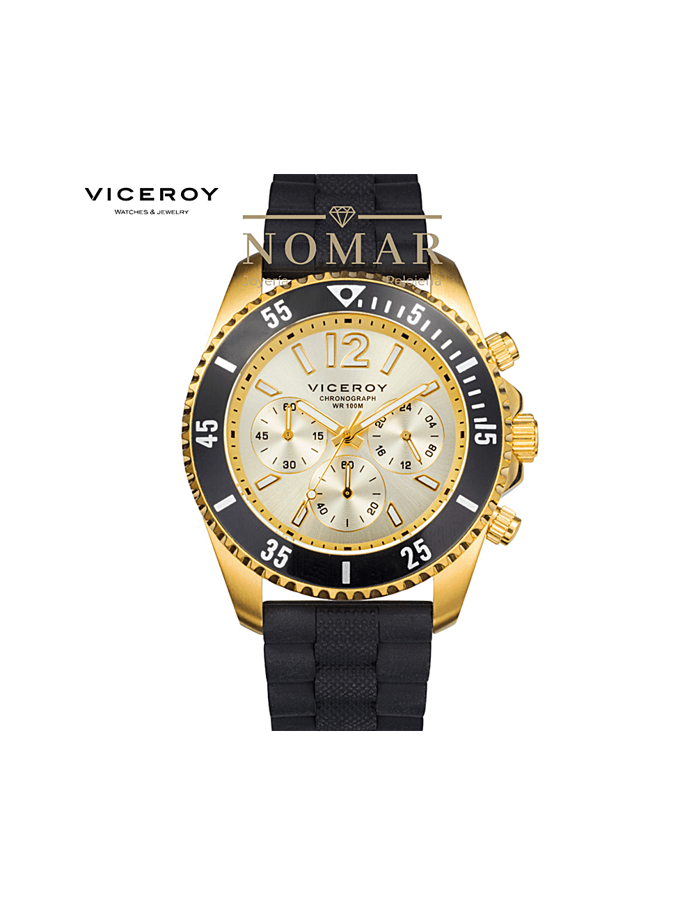 RELOJ VICEROY HOMBRE CHIC ANALÓGICO ACERO CALENDARIO ESFERA VERDE Y BISEL  DORADO