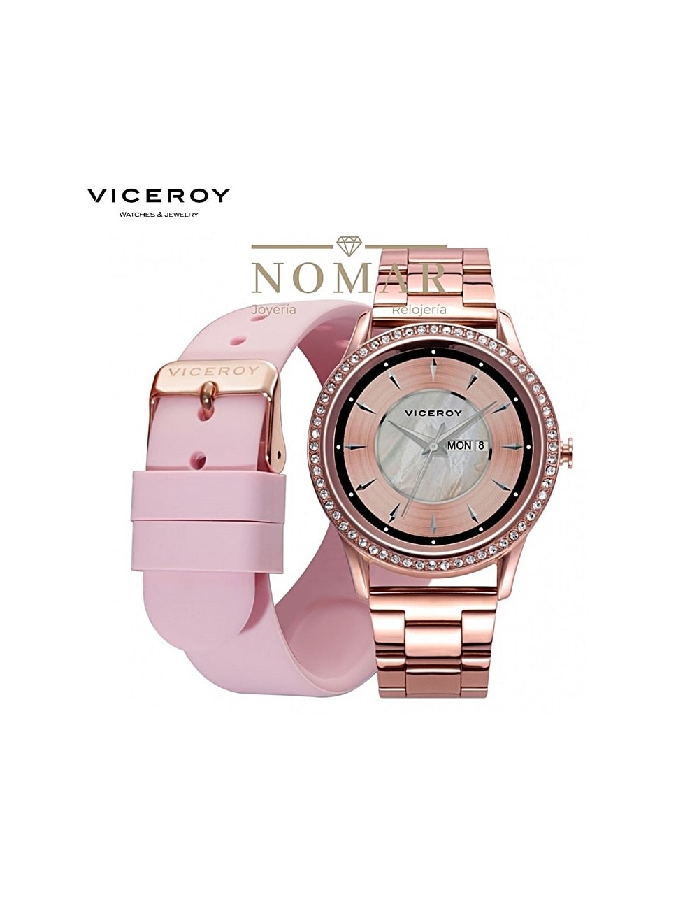 RELOJ VICEROY CAUCHO BLANCO ESFERA ROSAD