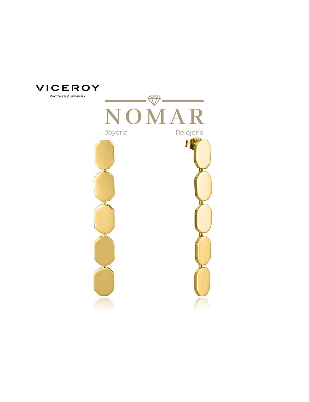 PENDIENTES VICEROY MUJER AIR ACERO IP DORADO LARGOS Y PRESIÓN